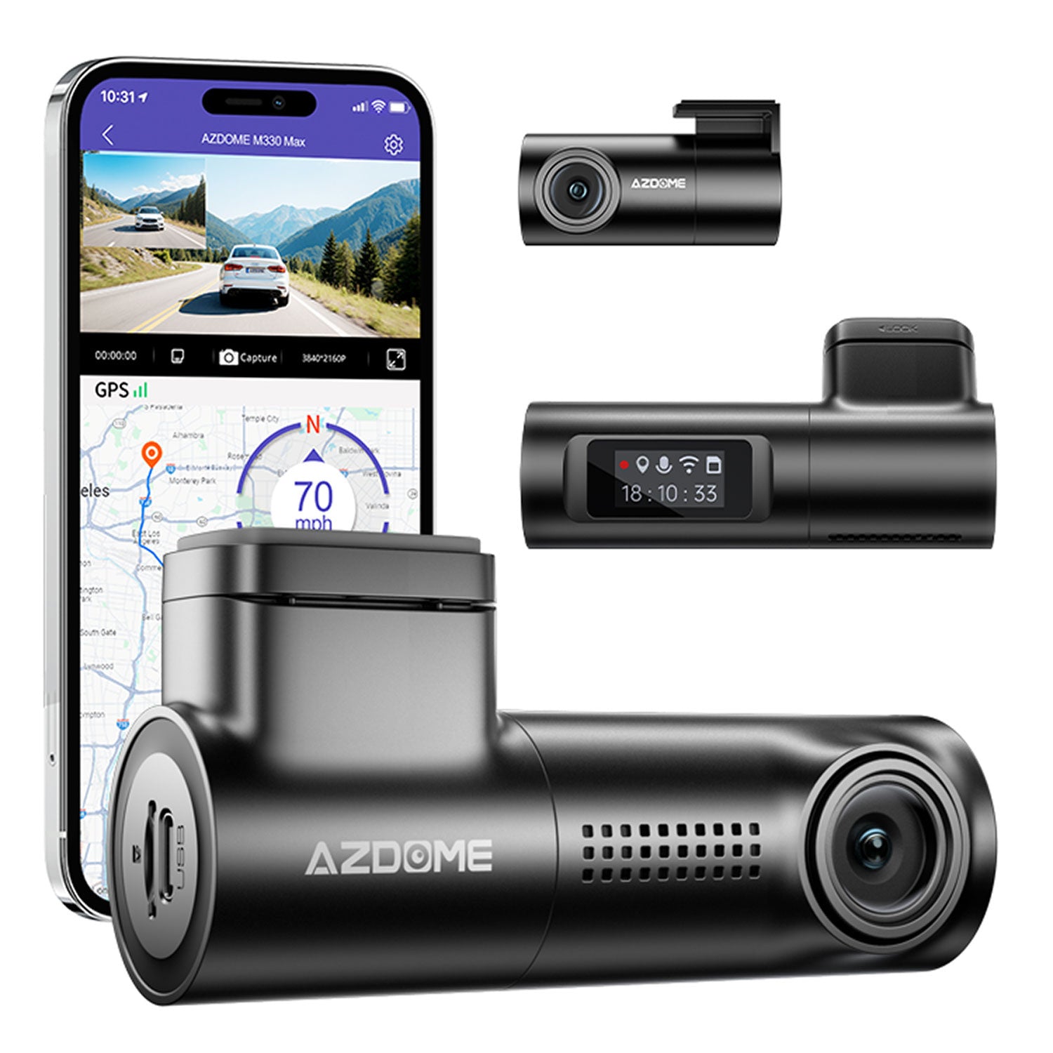 AZDome M330 Max 4K 2CH Dual Wifi GPS dashcam