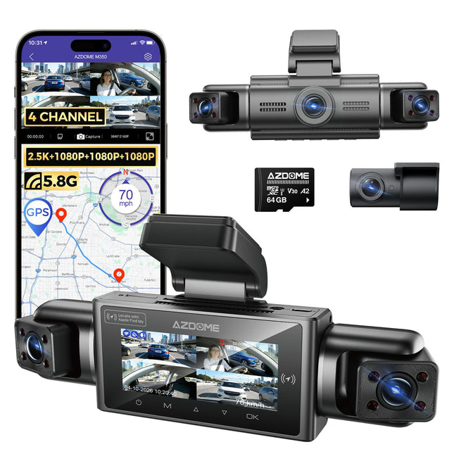 <tc>AZDome M350 4CH 2K wifi GPS 64 GB 360 grader bilkamera</tc>