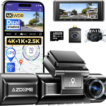 AZDome M550 Max 3CH 4K Wifi GPS 64gb dashcam