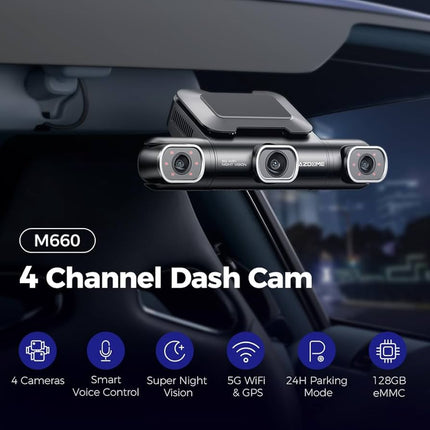 AZDome M660 4CH 128gb 2K Wifi GPS 360-graders dashcam