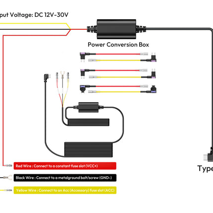Botslab hardwire kit USB-C 3-wire