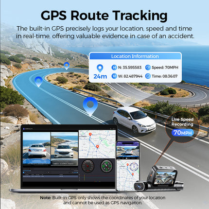 <tc>AZDome</tc> M660 Max 4-kanals 128 GB 4K Wi-Fi GPS 360-graders bilkamera