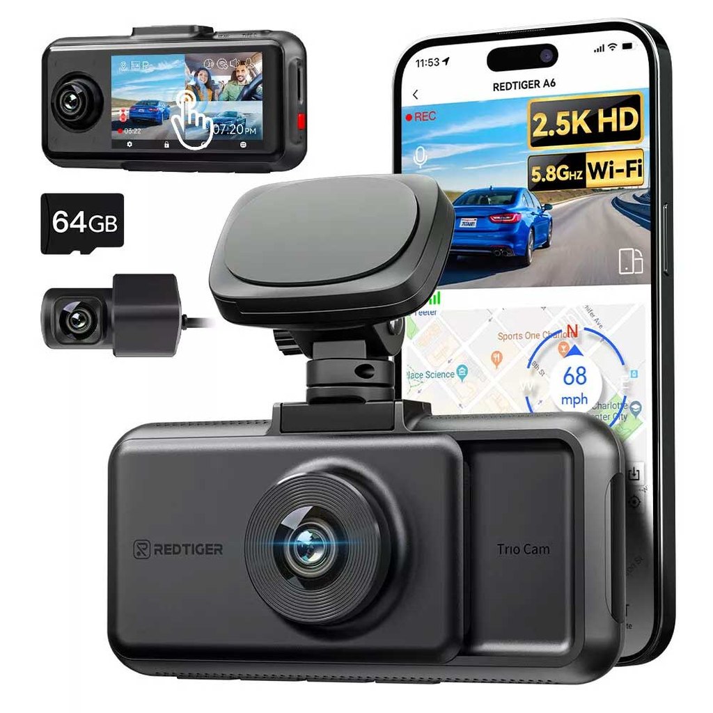 Redtiger A6 3CH 2K Touch Wifi GPS 64gb dashcam