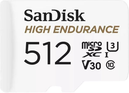 <tc>SanDisk 512 GB High Endurance U3 V30 microSD-kort</tc>