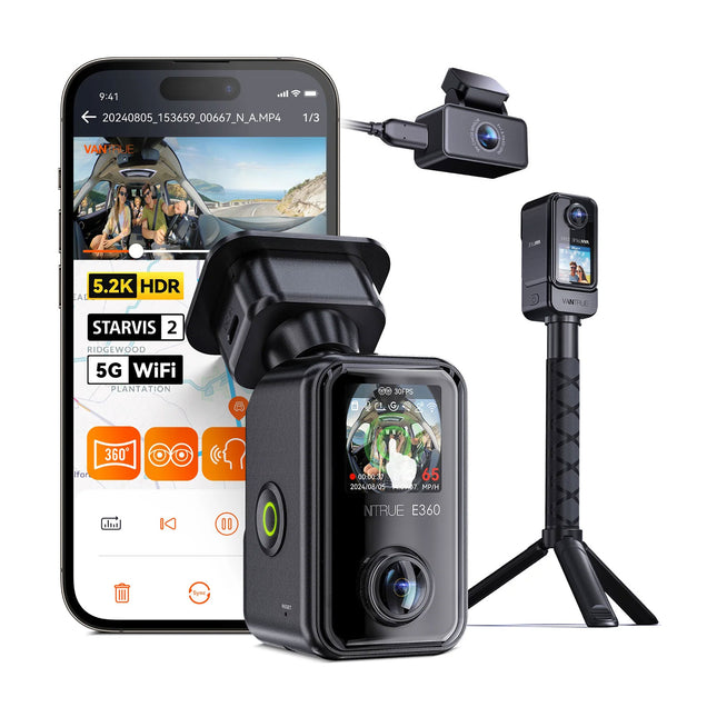 Vantrue E360 Ace Cloud 5K 3CH Wifi GPS 360-graders dashcam