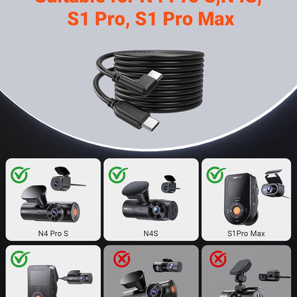 Vantrue N4 Pro / N4S 9 meter kabel för bakkamera
