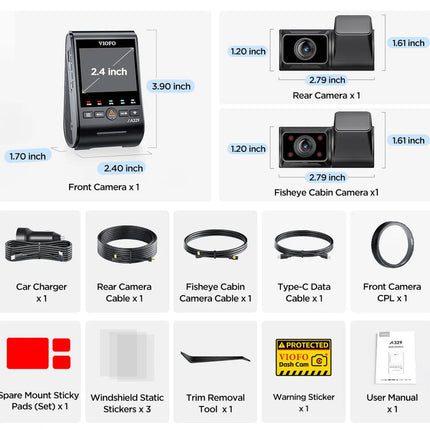 Viofo A329S 3CH 4K Wifi GPS dashcam