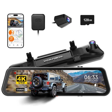<tc>Wolfbox G900 Pro 4K Wifi GPS 128gb Mirror dashcam</tc>