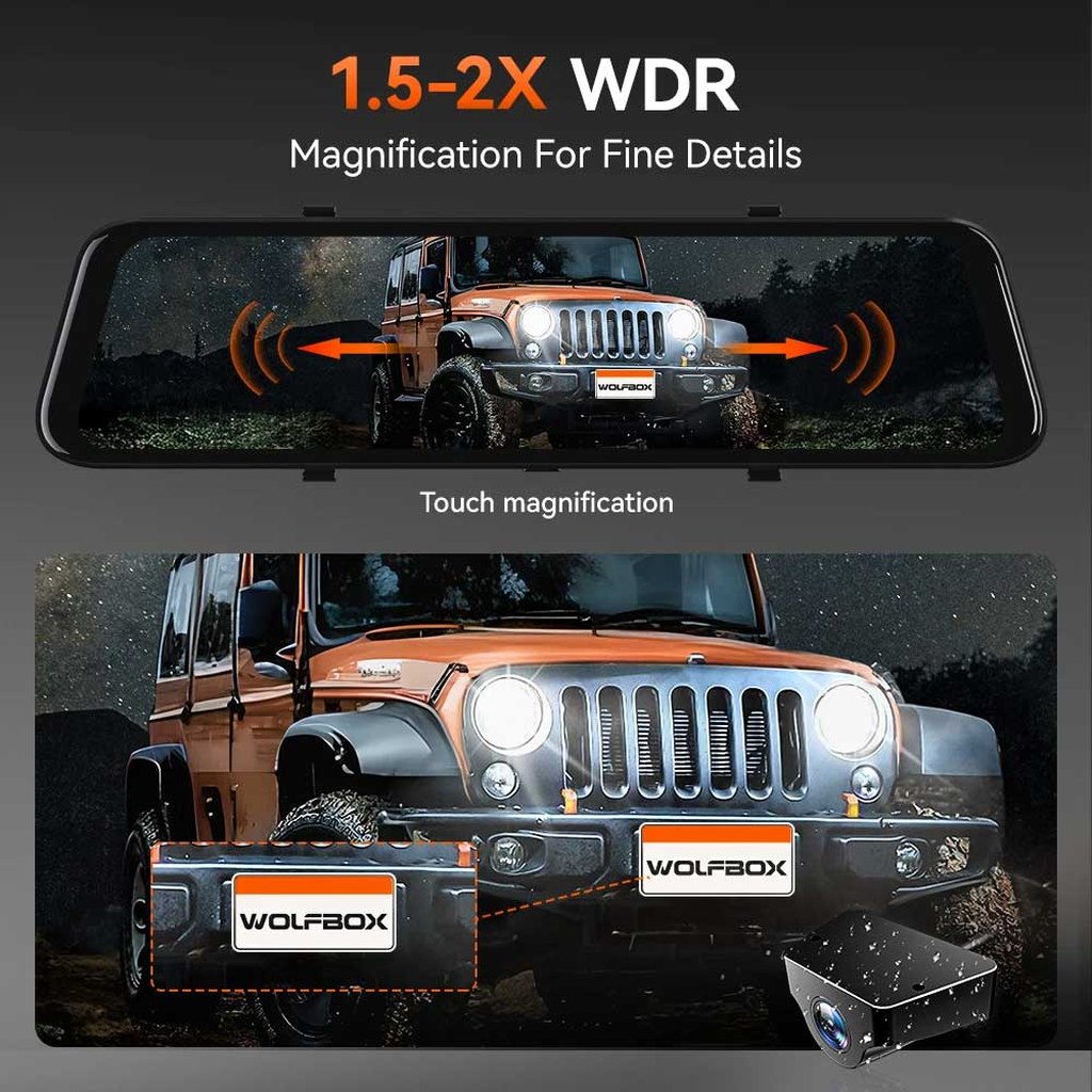 Wolfbox G900 Tripro cabin 3CH 4K Wifi GPS 256gb Mirror dashcam