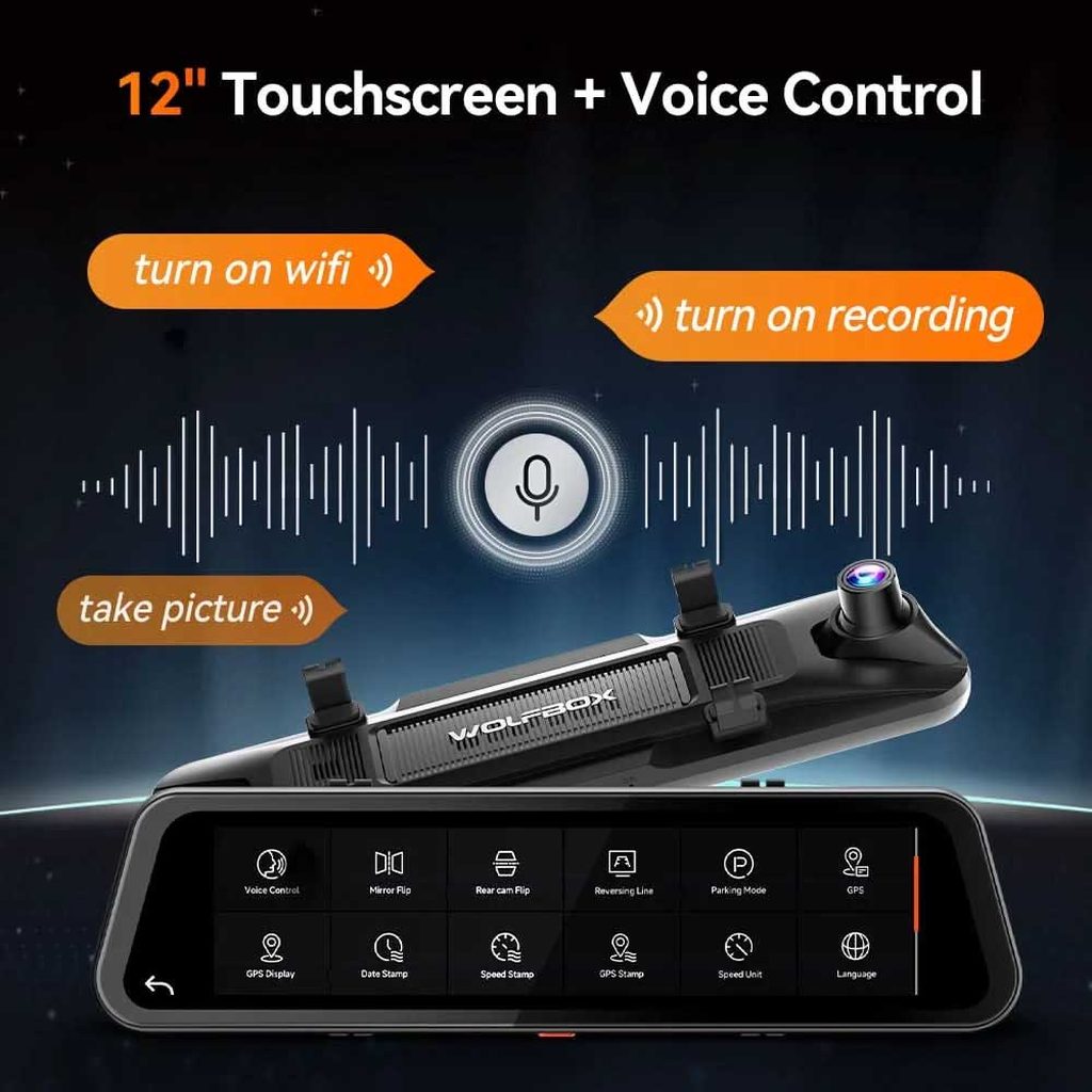 Wolfbox G900 Tripro cabin 3CH 4K Wifi GPS 256gb Mirror dashcam