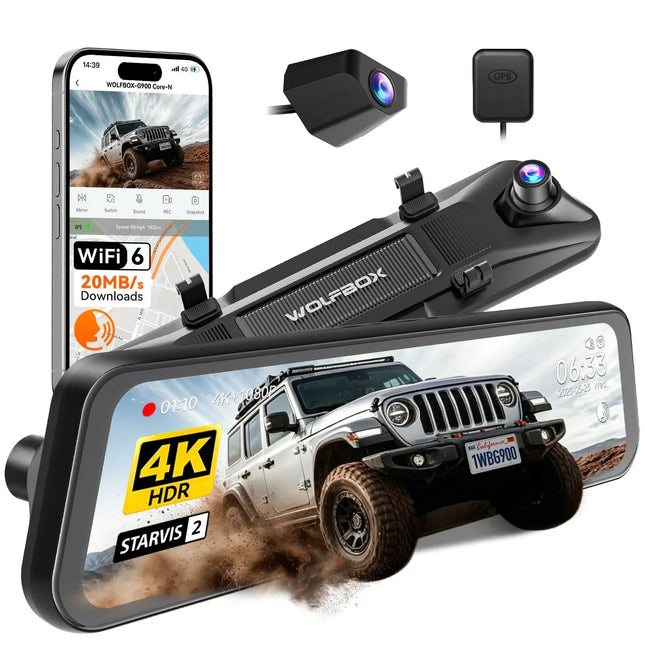 <tc>Wolfbox G900 Core 4K wifi GPS-spegel-dashcam</tc>