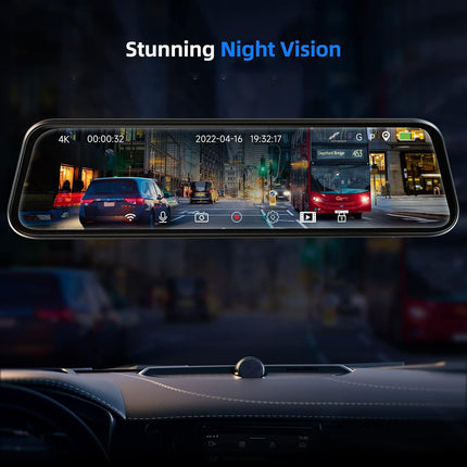 Nanocam T55 4K 2CH Full Mirror Wifi GPS 32gb innerbackspegel dashcam