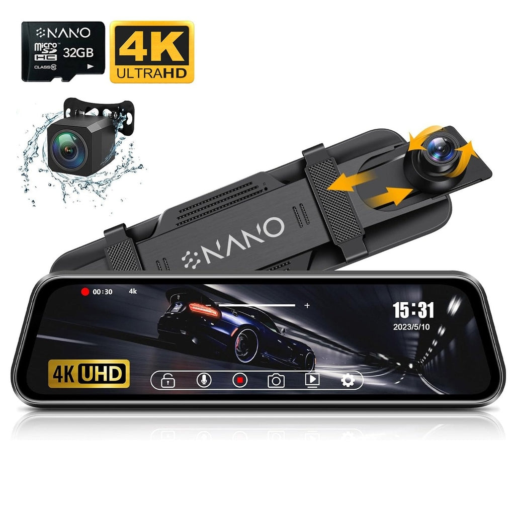 Nanocam T55 4K 2CH Full Mirror Wifi GPS 32gb innerbackspegel dashcam