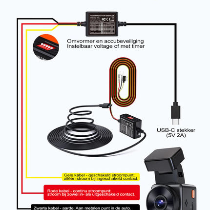 Vantrue VP01 hardwire kit USB-C 3-wire